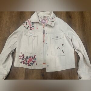 Dolan Cream Floral Embroidered Utility Jacket